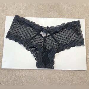 Victoria's Secret Very Sexy Sheer Black Polka Dot Mesh Cheeky Panties Medium M